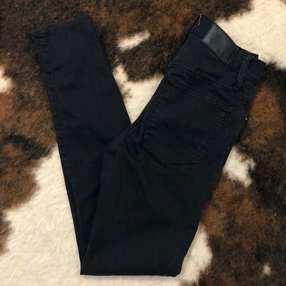 Madewell 9” Mid Rise Skinny Jeans Solid Black 25 - Picture 2 of 8